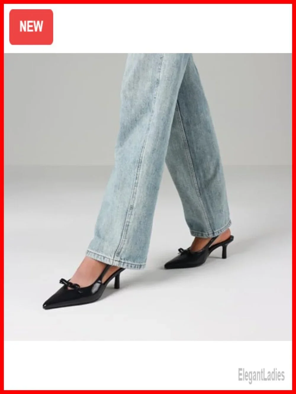 Slingback Kitten Heels Bow Ankle Strap Pointed Toe Party Pumps Faux Leather